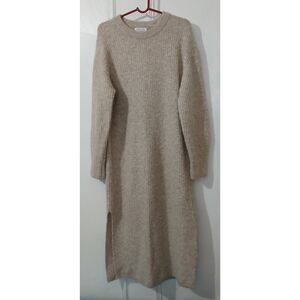 & other stories womens small long wool alpaca beige sweater dress side splits